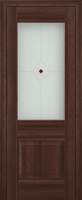Profil Doors  2х Орех Сиена/стекло узор матовое коричневый фьюзинг