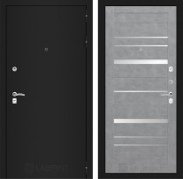CLASSIC шагрень черная 20 - Бетон светлый, зеркальные вставки